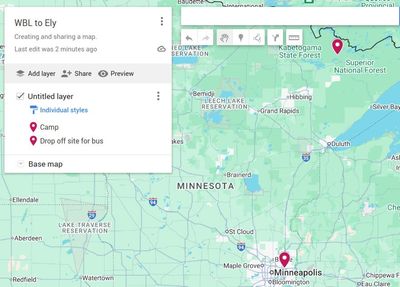 Creating a new map in Google My Maps